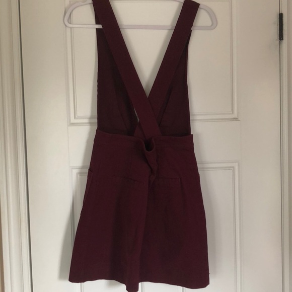 Fall Forever 21 Faux Suede Maroon Pinafore Dress - Picture 3 of 6